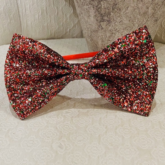 O2-BUNDLE ONLY-Large Glitter Bow Fascinator/Head Band - Picture 8 of 10